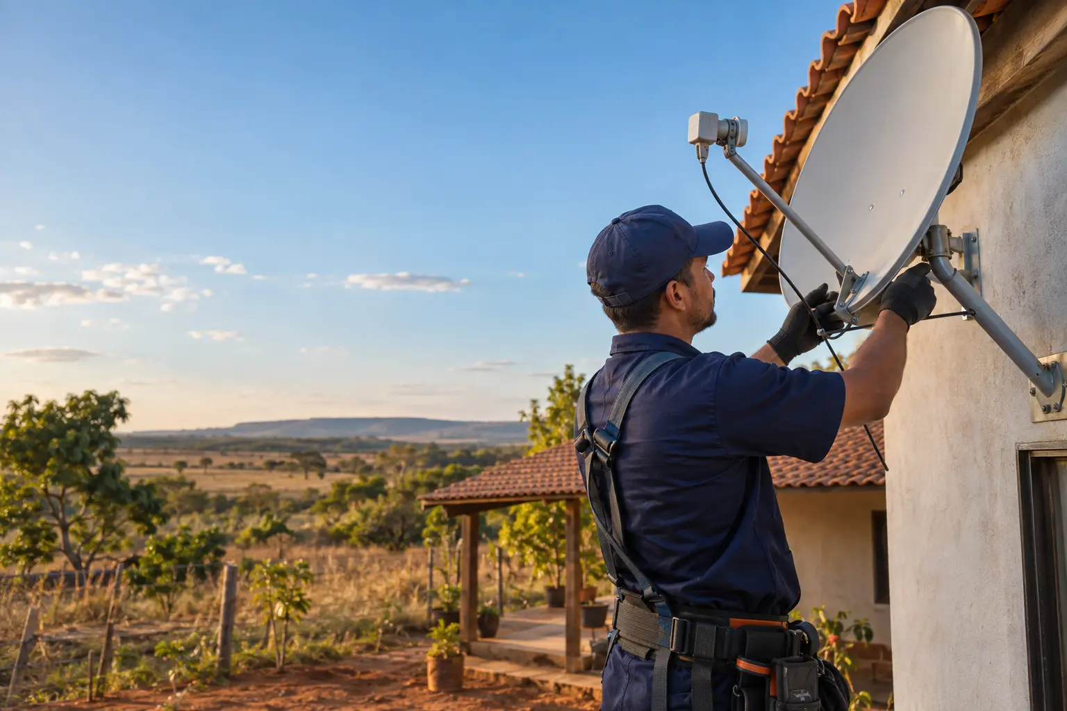 Instalação de antena em área rural